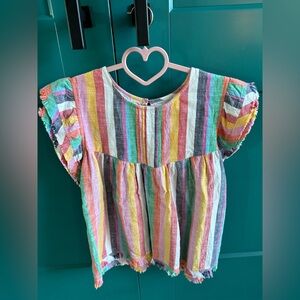 THML Colorful Striped Short Sleeve Top